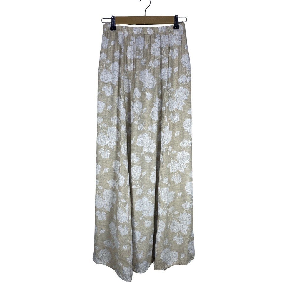 CP Shades Womens Tan White Floral Jacquard Rayon Maxi Skirt Size M Quiet luxury - Picture 8 of 13